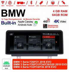 8,8" Qualcomm Snapdragon 625 8 Core Android 10.0 4G LTE Autoradio USB WiFi Carplay pour BMW F20 / F21 F30 / F31 / F34 / F35 / G20 F32 / F33 / F36