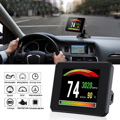 HUD Head Up Display P16 OBD Auto Wassertemperatur Digitalanzeige Kraftstoffverbrauch  Geschwindigkeit Projektoranzeige