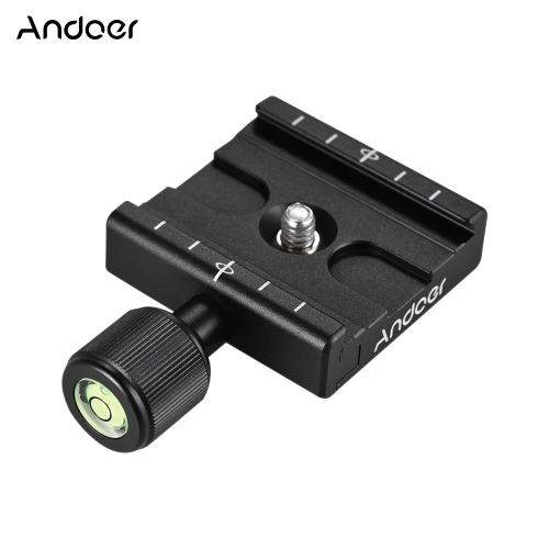 Andoer QR-50 Quick Release Plate Clamp Adapter with Built-in Bubble Level for Arca Swiss RRS Wimberley Tripod Ball Head