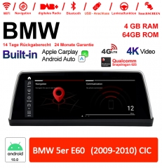 10.25 Zoll Qualcomm Snapdragon 625 8 Core Android 10.0 4G LTE Autoradio / Multimedia USB Carplay Für BMW 5 Series E60 CIC Mit WiFi