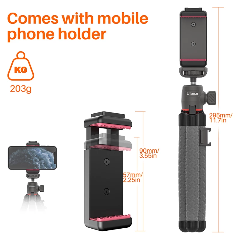 Ulanzi MT-19 Mini Flexible Octopus Tripod with Phone Bracket SLR Camera Smartphone Vlog Tripod for Sony ZV1 A6400 A6600