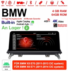 10.25 "Qualcomm Snapdragon 625 2.0 GHZ Android 10.0 4G LTE Car Radio USB WiFi Navi Carplay For X5 E70 BMW X6 E71 With CIC