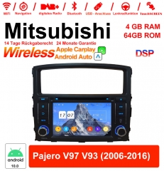 7 inch Android 12.0 car radio / multimedia 4GB RAM 64GB ROM For Mitsubishi Pajero V97 V93 2006-2016 With Built-in CarPlay / Android Auto