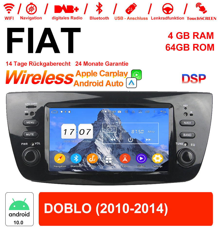 6.1 Inch Android 12.0 Car Radio / Multimedia 4GB RAM 64GB ROM For FIAT DOBLO With WiFi NAVI Bluetooth USB