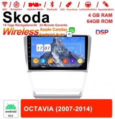 10 pouces Android 12.0 autoradio / multimédia 4 Go de RAM 64 Go de ROM pour Skoda Octavia 2007-2014  avec DSP intégré Carplay Android