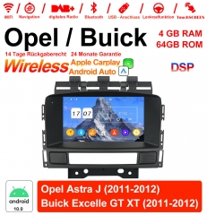 7 pouces Android 10.0 Autoradio/Multimédia 4 Go de RAM 64 Go ROM pour Opel Astra J/Buick Excelle GT/XT 2011-2012 avec WiFi NAVI USB