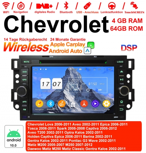 7 pouces Android 10.0 Autoradio / Multimédia 4 Go + 64 Go pour Chevrolet Holden Tosca Étincelle Optra Kalos Aveo Avec WiFi NAVI Bluetooth USB