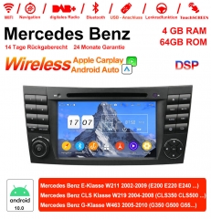 7 pouces Android 12.0 Autoradio/Multimédia 4Go de RAM 64Go de ROM pour E Classe W211, CLS Classe W219, G-Klasse W463 intégré Carplay/Android Auto