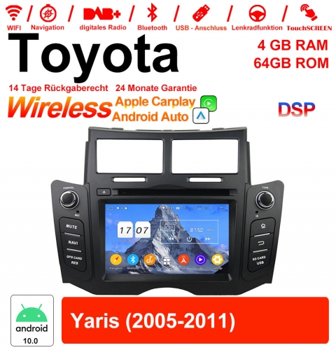 6,2 '' Android 12.0 Octa core 4 Go de RAM 64 Go Flash autoradio / multimédia pour Toyota Yaris 2005-2011 avec WiFi NAVI Bluetooth USB