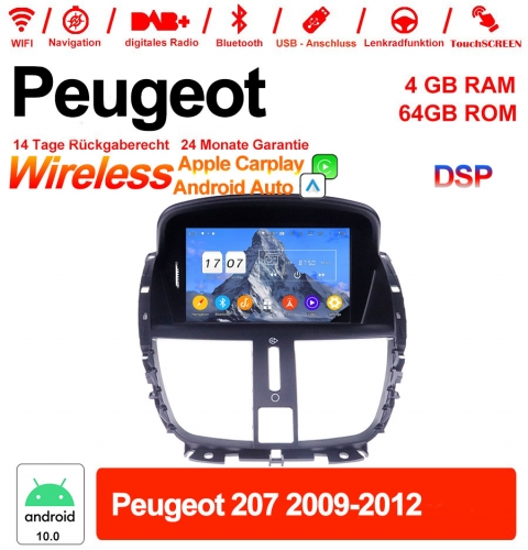 7 pouces Android 12.0 autoradio / multimédia 4GB RAM 64GB ROM pour Peugeot 207 2009-2012 intégré Carplay / Android Auto