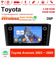 7"Android 12.0 Octa-core 4Go RAM 64Go ROM Autoradio/Multimédia pour Toyota Avensis 2003~2009 Mit WiFi NAVI Bluetooth USB intégré Carplay Android Auto