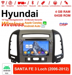7 pouces Android 10.0 autoradio/multimédia 4Go de RAM 64Go ROM pour Hyundai SANTA FE 3 trous 2006-2012 avec WiFi NAVI Bluetooth USB