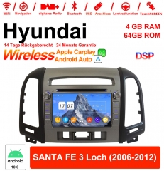 7 Zoll Android 10.0 Autoradio / Multimedia 4GB RAM 64GB ROM Für Hyundai SANTA FE 3 Loch 2006-2012 Mit WiFi NAVI Bluetooth USB