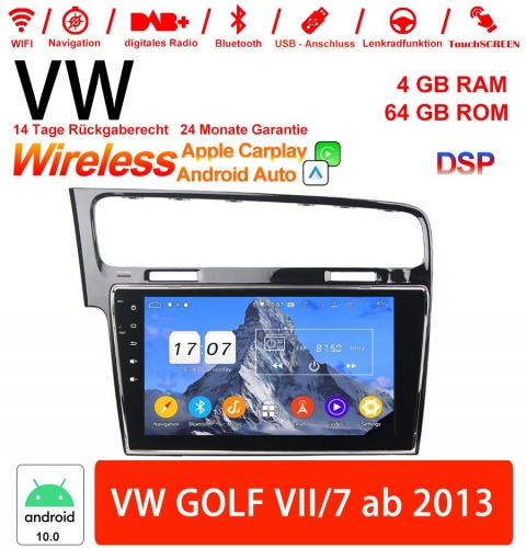 10 pouces Android 10 VW Autoradio/Multimédia 4GB RAM 64GB ROM Pour VW GOLF VII / 7 à partir de 2013 avec WiFi NAVI Bluetoot