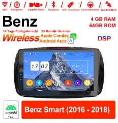 9 pouces Android 12.0 Autoradio/Multimédia 4 Go de RAM 64 Go de ROM pour Benz Smart 2016-2018 avec WiFi NAVI Bluetooth USB