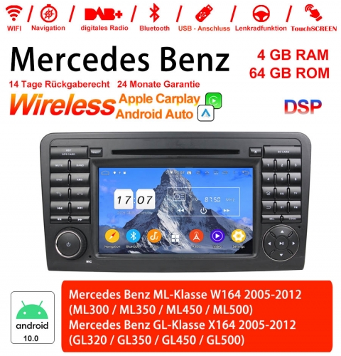 7 pouces Android 10.0 Autoradio / Multimédia 4Go RAM 64Go ROM pour Benz W164 X164 Carplay intégré / Android Auto