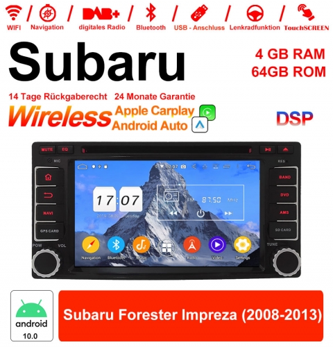 6,2 pouces Android 10.0  Autoradio / multimédia 4Go de RAM 64Go de ROM pour Subaru Forester Impreza 2008-2013 avec WiFi NAVI Bluetooth USB