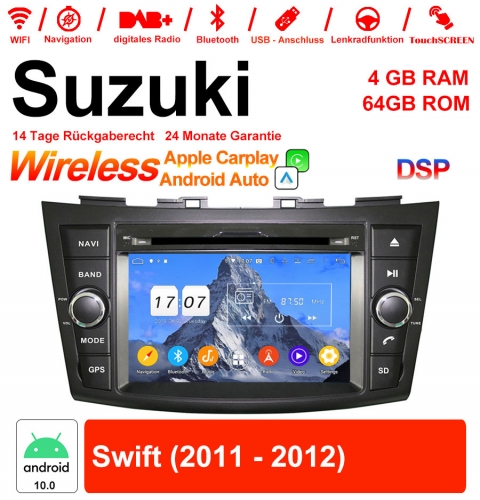 7 Zoll Android 12.0 Autoradio / Multimedia 4GB RAM 64GB ROM Für Suzuki Swift 2011 2012 Mit WiFi NAVI Bluetooth USB Built-in Carplay / Android Auto