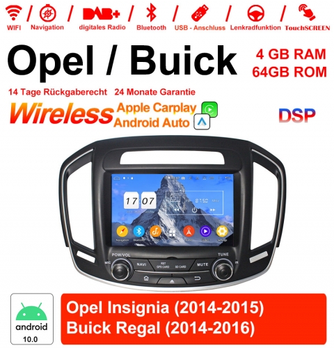 8 pouces Android 10.0 Autoradio / Multimédia 4 Go de RAM 64 Go de ROM pour Buick Regal / Opel Insignia 2014 2015 avec WiFi NAVI USB