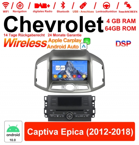 8 pouces Android 10.0 Autoradio / multimédia 4 Go de RAM 64 Go de ROM pour Chevrolet Captiva Epica 2012-2018 Carplay intégré / Android Auto