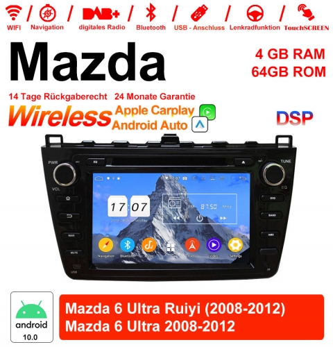 8 pouces Android 10.0 Autoradio / multimédia 4 Go de RAM 64 Go de ROM pour Mazda 6 Ultra Ruiyi 2008-2012 avec WiFi NAVI Bluetooth USB