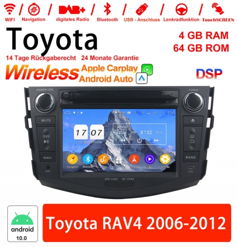 7 pouces Android 13.0 Autoradio /multimédia 4 go de RAM 64 go ROM pour Toyota RAV4 2006-2012 intégré Carplay/Android Auto