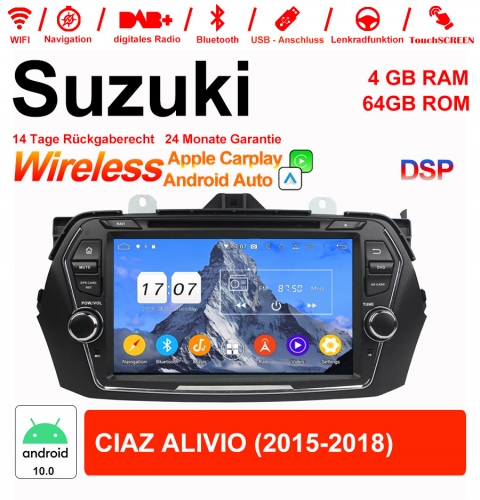 Autoradio 8 pouces Android 12.0 / multimédia 4 Go de RAM 64 Go de ROM pour Suzuki CIAZ ALIVIO 2015-2018 avec WiFi NAVI Bluetooth USB