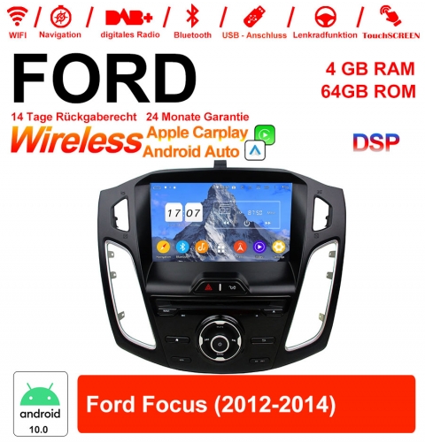 Autoradio 9 pouces Android 10.0 / multimédia 4 Go de RAM 64 Go de ROM pour Ford Focus 2012-2014 avec WiFi NAVI Bluetooth USB