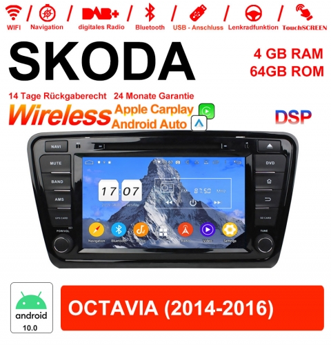 8 inch Android 10.0 car radio / multimedia 4GB RAM 64GB ROM For SKODA OCTAVIA With WiFi NAVI Bluetooth USB