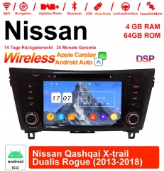 8 pouces Android 12.0 Autoradio/ multimédia 4 Go de RAM 64 Go de ROM pour Nissan Qashqai X-trail Dualis Rogue 2013-2018 avec WiFi NAVI Bluetooth USB