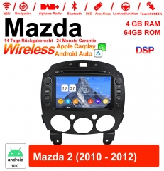 8 pouces Android 10.0 Autoradio/ multimédia 4 Go de RAM 64 Go de ROM pour Mazda 2 2010-2012 avec WiFi NAVI Bluetooth USB