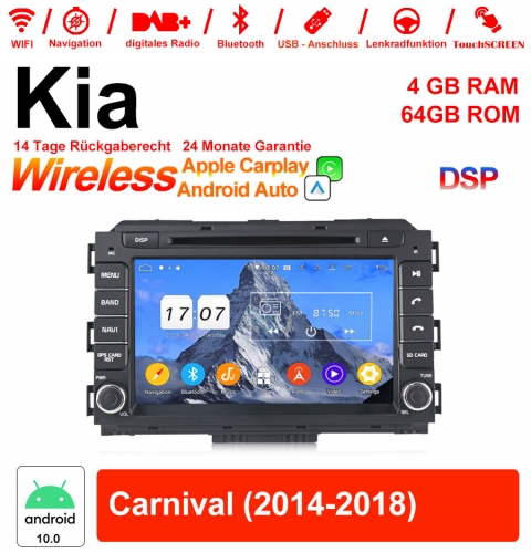 8 pouces Android 10.0 Autoradio / multimédia 4Go de RAM 64Go de ROM pour Kia Carnival 2014-2018 avec WiFi NAVI Bluetooth USB