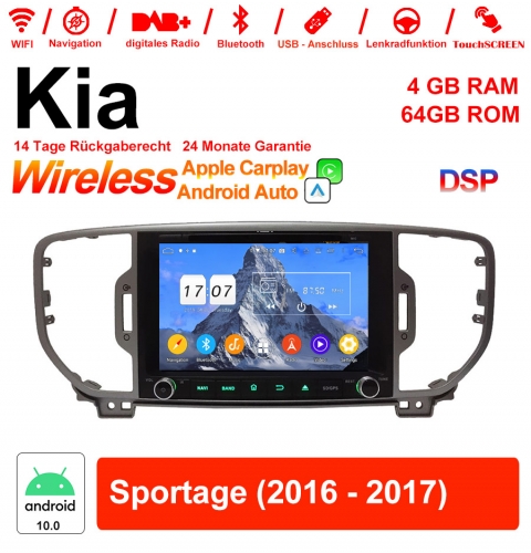8 pouces Android 10.0 Autoradio / multimédia 4 Go de RAM 64 Go de ROM pour Kia Sportage 2016 2017 avec WiFi NAVI Bluetooth USB