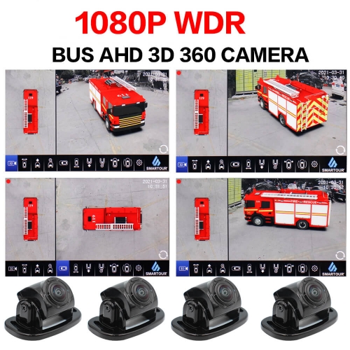 1080P 3D Fisheye 360 Bird View Surround Vehicle DVR Camera System For Fire Engine/Truck/Semi-Trailer/Box Truck/RV/School Bus
