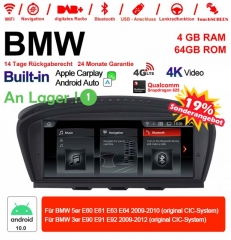 8.8 pouces Qualcomm Snapdragon 625 8 Core Android 10.0 4G LTE Autoradio / Multimédia USB Carplay Pour BMW Série 5 E60 E61 E63 3 Série E90 E9 CIC