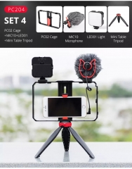 YELANGU PC204 Live Broadcast LED Selfie Light Vlog Video Rig Kits with Microphone Tripod