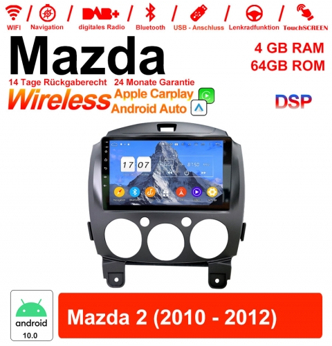 9 pouces Android 12.0 Autoradio/ multimédia 4 Go de RAM 64 Go de ROM pour Mazda 2 2010-2012 intégré Carplay/Android Auto