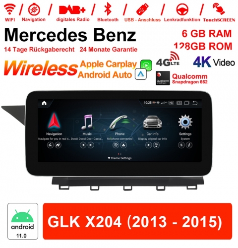 Qualcomm Snapdragon 662 8 Core Android 11 4G LTE Autoradio / Multimédia 6Go RAM 128Go ROM Für Benz GLK X204 2013-2015 NTG4.5 CarPlay intégré
