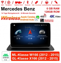 9 pouces Snapdragon 665 8 Core Android 12 4G LTE Autoradio/Multimédia 8Go RAM 128Go ROM Pour Benz ML Classe W166 GL Classe X166 NTG4.5 Carplay intégré