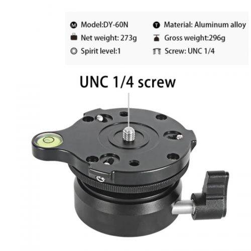 DY-60N 1/4" Schraube Stativ Nivellierbasis Nivellierplatte Aluminiumlegierung mit Wasserwaage Tasche für Canon Nikon Sony DSLR-Kamera