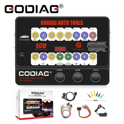 GODIAG GT100 EU AUTOTOOLS OBDII Break Out Box ECU Connector OBDII 16 PIN Protocol Detection Breakout