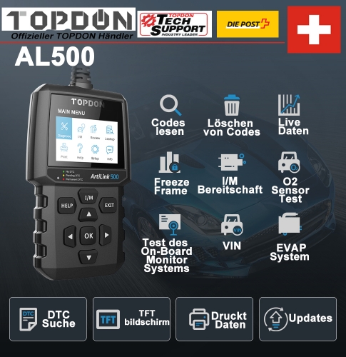 TOPDON ArtiLink 500 OBD2 Scanner AL500 Auto Engine EOBD OBDII Code Reader ODB2 Automotivo OBD Car Diagnostic Tool PK AS500