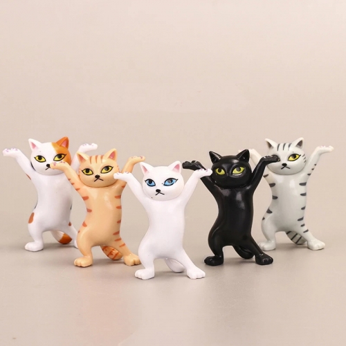 1PC mignon chats porte-stylo chat poupée ornements en plastique écouteur Support