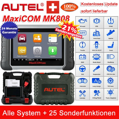 Autel MaxiCOM MK808 OBD2 diagnostic device with all system & service functions incl. Oil reset, EPB, BMS, SAS, DPF, TPMS and IMMO