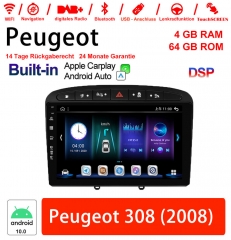 9 Zoll Android 10.0 Autoradio / Multimedia 4GB RAM 64GB ROM Für Peugeot 308 2008 Built-in carplay/android auto
