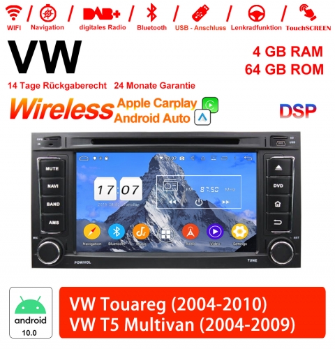 7 Inch Android 10.0 Car Radio / Multimedia 4GB RAM 64GB ROM For VW TOUAREG 2004-2010, VW T5 Multivan 2004-2009 Built-in Carplay / Android Auto