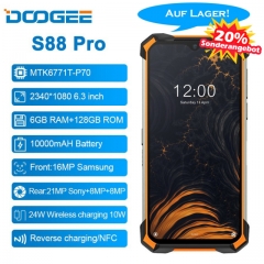 DOOGEE S88 Pro 6,3'' IP68/IP69K Android 10 Helio P70 Octa Core 6Go de RAM 128Go ROM Téléphone robuste Batterie 10000mAh charge rapide NFCROM Télép