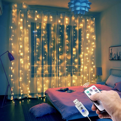 3M LED Rideau Garland sur La fenêtre USB Power Fee Lights Guirlande avec Loin Nouvelle année Guirlande Led-lumières de Noël Décoration