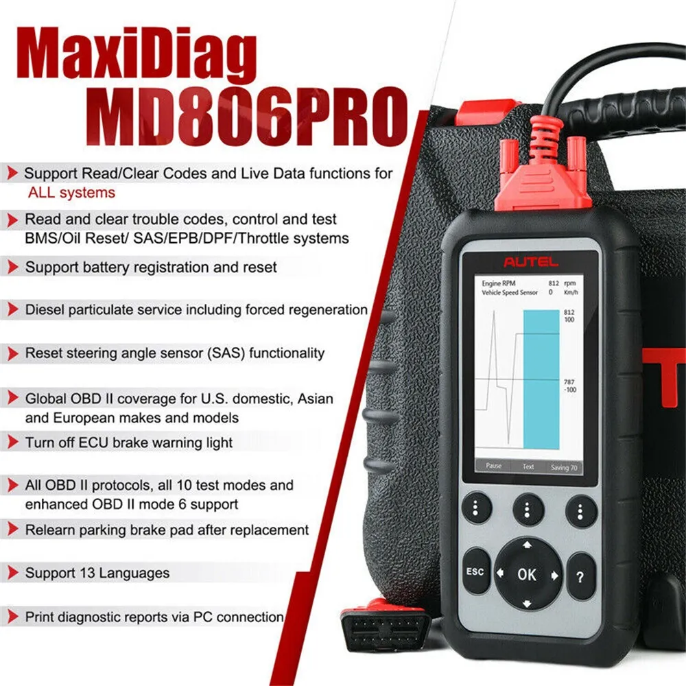 Autel MaxiDiag MD806 Pro OBD2 Scanner Auto Automotive Diagnostic Tool 