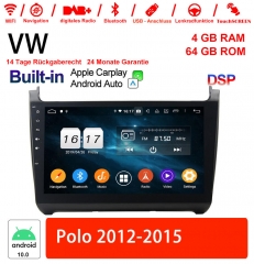 10.1 inch Android 12.0 Autoradio / Multimedia 4GB RAM 64GB ROM For VW POLO (2012-2015) Built-in Carplay / Android Auto